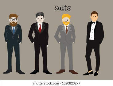 Men Suits Vector Illustration Isolated Stock Vector (Royalty Free ...