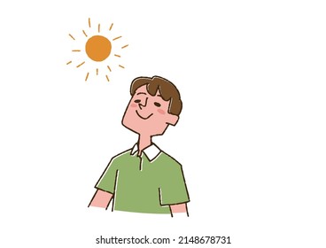 Men in the sun Comical handwritten figures Vectors, line drawings in color
