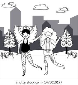 Men supporting lgtbi march design vector illustration