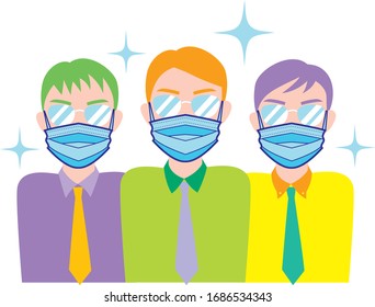 Men with surgical mask for protect  from virus or pollens.
