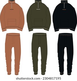 men sweatshirt sets elastic waistband 