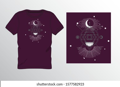 Men T shirt Design Phases of Moon Theme