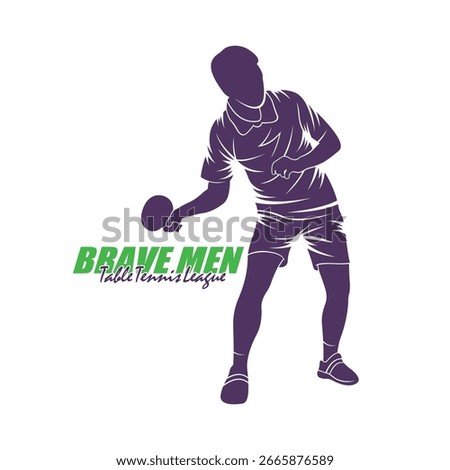 Men table tennis logo design vector. Silhouette Men table tennis player Template Illustration