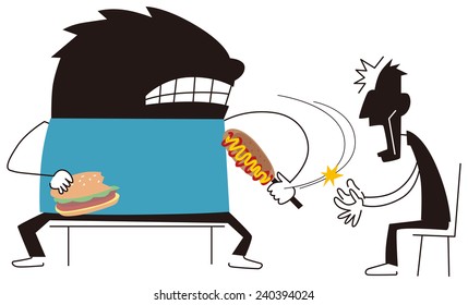 Men take the food of the people