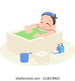 Men takes a bath.
