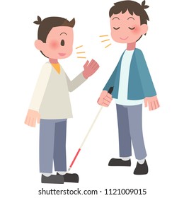 Men talk to the visually impaired