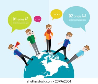Men talks and gather together vector design