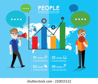 Men talks and gather together vector design