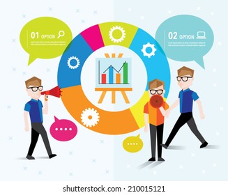 Men talks and gather together vector design