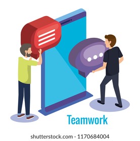 men teamwork with smartphone