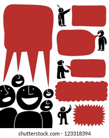 men and text balloons