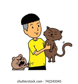 Men and their pets.