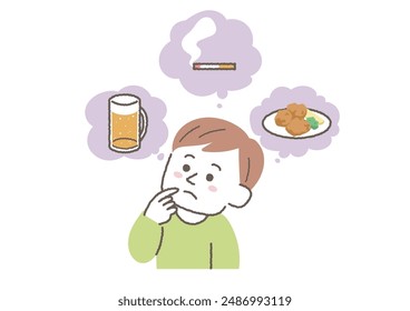 Men thinking about the causes of lifestyle-related diseases