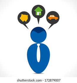 men thinking about house , car and saving money in life concept vector