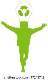 Men thinking about recycling concept vector background