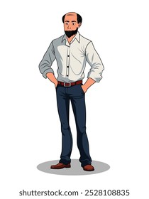 men three quarter view cartoon character design