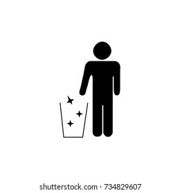 Men throw in trash can icon