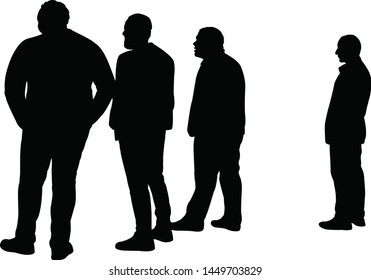 Men together portrait, silhouette vector 