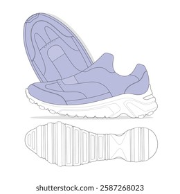 Men trainer sneakers mockup template vector design technical illustration.