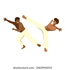 men training capoeira illustration isolated