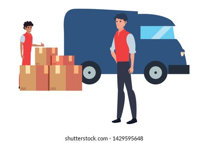 Men Truck Fast Delivery Logistic Stock Vector (Royalty Free) 1429595648 ...