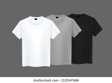 Men T-shirt composition. Realistic mockup whit brand text for advertising. Short sleeve T-shirt template on background.