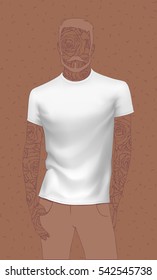 men t-shirt, mock-up, white
