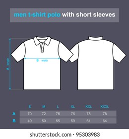 Men t-shirt polo with short sleeves. Table sizes shirt. Vector illustration.