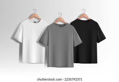 Men T-shirt set. Realistic mockup. Short sleeve T-shirt template on background