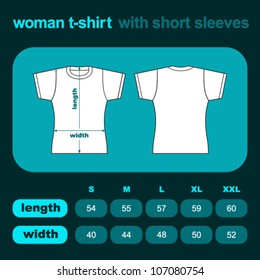 Men t-shirt with short sleeves. Table sizes shirt. Vector illustration.