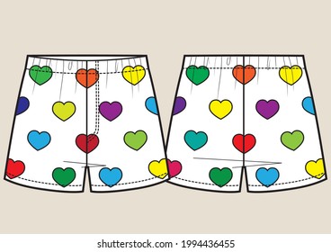 Men underpants boxers with rainbow hearts pattern