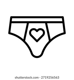 Ilustración vectorial del corazón de la ropa interior de los hombres, icono del estilo de la línea