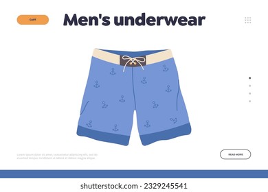 Men underwear landing page, website for online shopping service selling underpants with discount