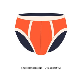 Men underwear, panties. Male underpants, underclothing model. Mens briefs, pants design. Undergarment, cotton wearing, clothing. Flat vector illustration isolated on white background