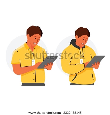 Men use tab wearing different clothes