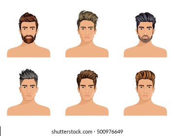 Men used to create the hair style of the character beard, mustache men fashion, image, stylish hipstel face. Vector illustration.