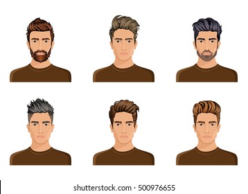 Men used to create the hair style of the character beard, mustache men fashion, image, stylish hipstel face, use options. Vector illustration.