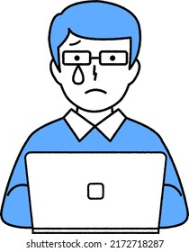 Men using a computer : tears