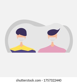 men using face mask for covid19 character vector illustration design