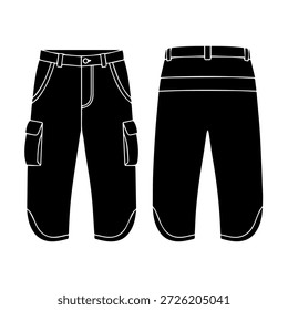 Pantalones de carga para hombres con múltiples bolsillos y cintura elástica Ilustración vectorial técnica de silueta de boceto plano para moda de calle