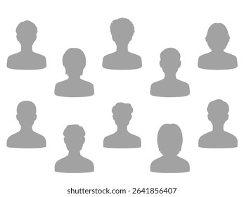  Men Various monochrome silhouette icons set grey
