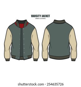 Men Varsity Jacket Vector Template Stock Vector (Royalty Free ...