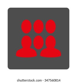 Men vector icon. Style is flat rounded square silver button with red symbol, white background.