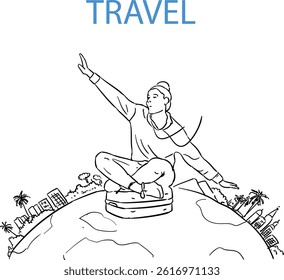 Men Vector Line Art Illustration 