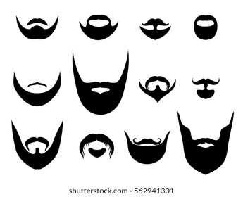 Men vector silhouette shapes of beards and mustaches. Hair on face style illustration