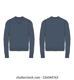Men V-neck Sweater Template