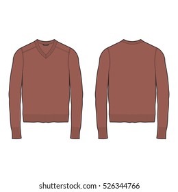 Men V-neck Sweater Template