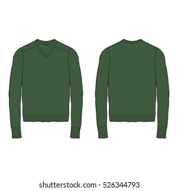 Men V-neck Sweater Template