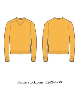 Men V-neck Sweater Template