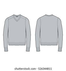 Men V-neck Sweater Template